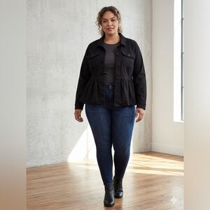 Torrid Black Peplum Utility Jacket - Size 3 (3X)